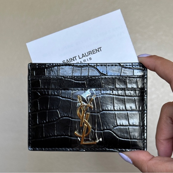 NWOT Yves Saint Laurent YSL Cassandre Card Case in Crocodile-Embossed Leather - Picture 4 of 6